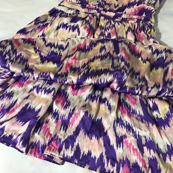 Parker Purple Abstract Design Strapless Silk Dress - Picture 5 of 8